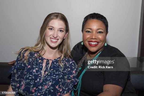 Leanne Aguilera and Kellie Shanygne Williams attend TGIHulu! presented by Hulu during the ATX Television Festival at Trinity Hall on June 8, 2018 in...