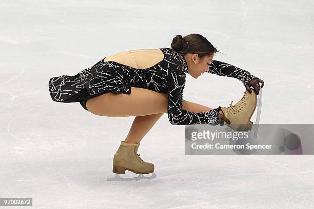 Elene Gedevanishvili of Georgia competes in the Ladies Short Program Figure Skating on day 12 of the 2010 Vancouver Winter Olympics at Pacific...