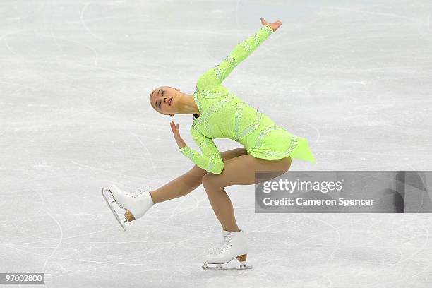 Kiira Korpi of Finland competes in the Ladies Short Program Figure Skating on day 12 of the 2010 Vancouver Winter Olympics at Pacific Coliseum on...