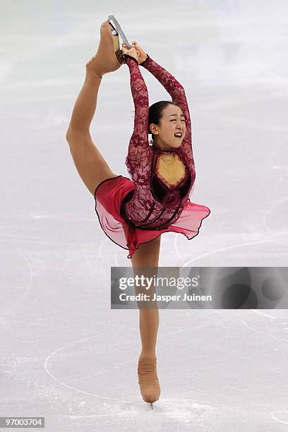 Mao Asada of Japan competes in the Ladies Short Program Figure Skating on day 12 of the 2010 Vancouver Winter Olympics at Pacific Coliseum on...