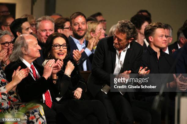 Nana Mouskouri and her husband Andre Chapelle and Peter Maffay during the European Culture Awards TAURUS 2018 at Dresden Frauenkirche on June 8, 2018...