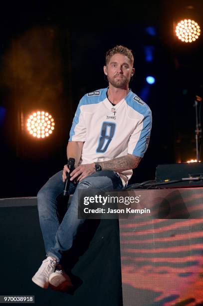 Brett Young performs onstage during the 2018 CMA Music festival at Nissan Stadium on June 8, 2018 in Nashville, Tennessee.