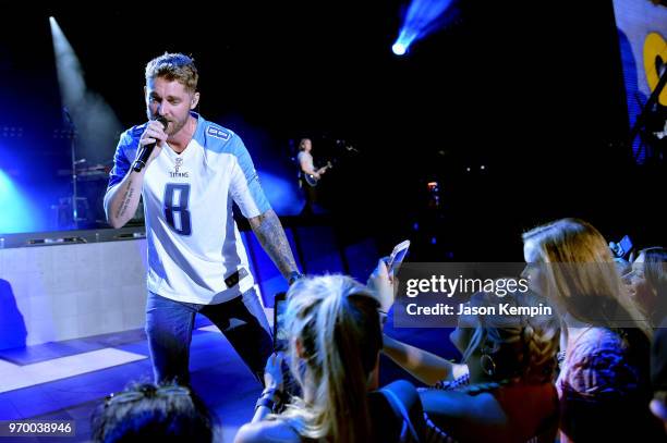 Brett Young performs onstage during the 2018 CMA Music festival at Nissan Stadium on June 8, 2018 in Nashville, Tennessee.