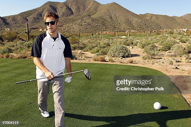 Actor Shaun Sipos golfs at Oakley's "Learn To Ride" Golf at Silverleaf on February 23, 2010 in Scottsdale, Arizona.