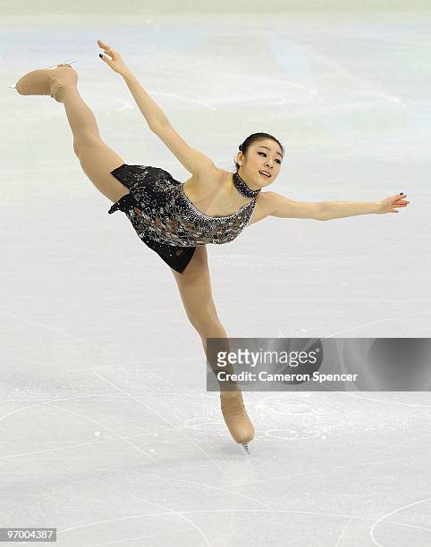 Kim Yu-Na of South Korea competes in the Ladies Short Program Figure Skating on day 12 of the 2010 Vancouver Winter Olympics at Pacific Coliseum on...