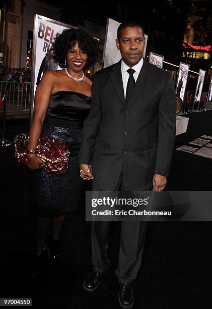 Pauletta Washington and Denzel Washington at Warner Bros. Pictures Premiere of Alcon Entertainment's 'The Book of Eli' at Grauman's Chinese Theatre...