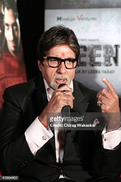 Indian actor Amitabh Bachchan attends press conference for 'Teen Patti' held at Cinemax on January 14, 2010 in Mumbai, India.