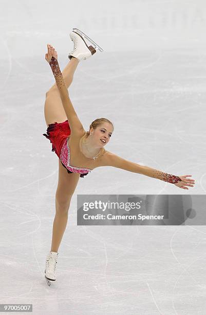 Carolina Kostner of Italy competes in the Ladies Short Program Figure Skating on day 12 of the 2010 Vancouver Winter Olympics at Pacific Coliseum on...