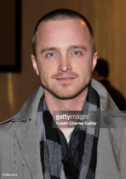 Actor Aaron Paul attends the Burberry Prorsum 2010 womenswear show in 3D held at Milk Studios on February 23, 2010 in Los Angeles, California.