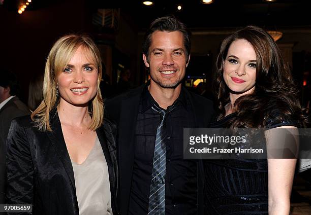 Actors Radha Mitchell, Timothy Olyphant and Danielle Panabaker arrive at Overture's "The Crazies" VIP screening at the Vista Theatre on February 23,...