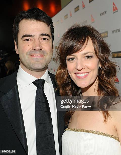 Actor Ron Livingston and actress Rosemarie Dewitt attend the G'Day USA 2010 Black Tie gala at the Hollywood & Highland Center on January 16, 2010 in...