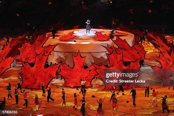 Dancers and violinists perform during the Opening Ceremony of the 2010 Vancouver Winter Olympics at BC Place on February 12, 2010 in Vancouver,...