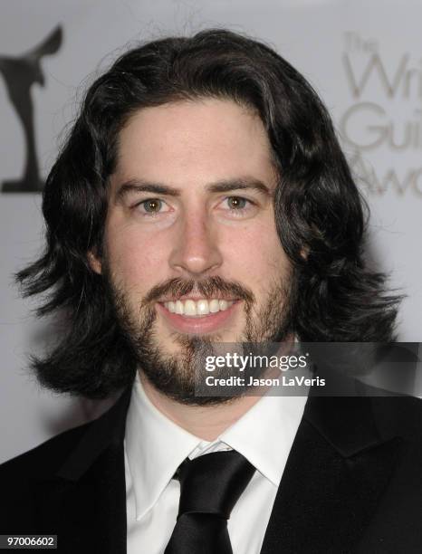 Writer/director Jason Reitman poses for photos in the press room at the 2010 Writers Guild Awards at Hyatt Regency Century Plaza Hotel on February...