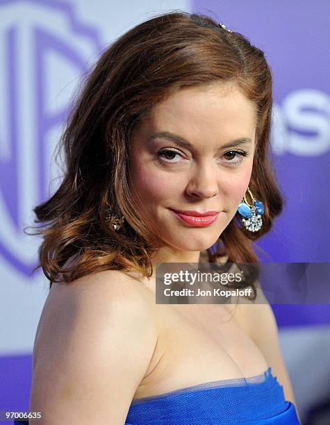 Actress Rose McGowan arrives at the Warner Brothers/InStyle Golden Globes After Party at The Beverly Hilton Hotel on January 17, 2010 in Beverly...