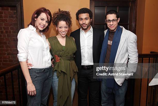 Actors Janet Dacal, Marcy Harriell, Corbin Bleu and David Del Rio celebrate the "In The Heights" new cast opening night at Angus McIndoe on February...