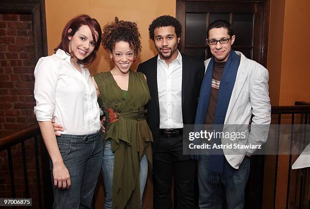 Actors Janet Dacal, Marcy Harriell, Corbin Bleu and David Del Rio celebrate the "In The Heights" new cast opening night at Angus McIndoe on February...