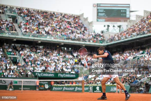 June 5. French Open Tennis Tournament - Day Ten. Dominic Thiem of Austria in action against Alexander Zverev of Germany on Court Philippe-Chatrier in...