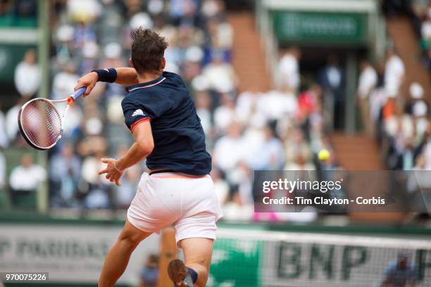 June 5. French Open Tennis Tournament - Day Ten. Dominic Thiem of Austria in action against Alexander Zverev of Germany on Court Philippe-Chatrier in...