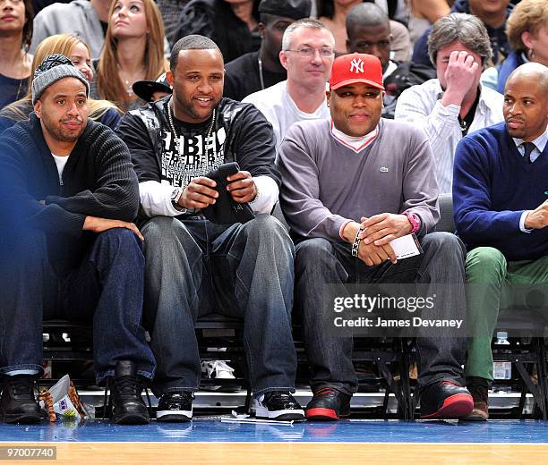 Sabathia and Anthony Anderson attend the Milwaukee Bucks vs New York Knicks game at Madison Square Garden on February 5, 2010 in New York City.