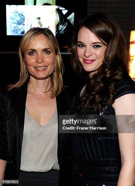 Actresses Radha Mitchell and Danielle Panabaker attend at Overture's "The Crazies" VIP screening after party at the KCET Backlot on February 23, 2010...