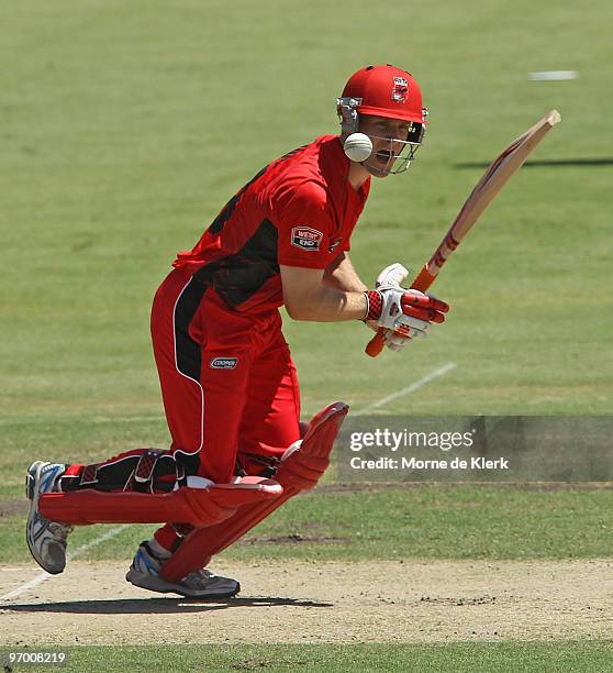 Daniel Harris of The Redbacks plays a shot during the Ford Ranger Cup match between the South Australian Redbacks and the New South Wales Blues at...