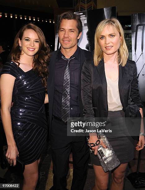 Actors Danielle Panabaker, Timothy Olyphant and Radha Mitchell attend a special screening of "The Crazies" at the Vista Theatre on February 23, 2010...
