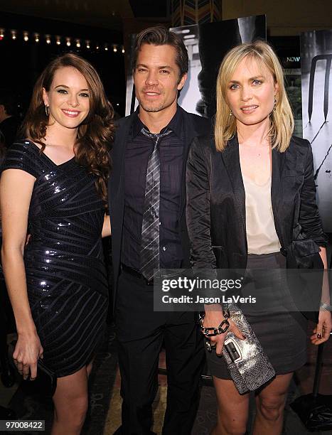 Actors Danielle Panabaker, Timothy Olyphant and Radha Mitchell attend a special screening of "The Crazies" at the Vista Theatre on February 23, 2010...