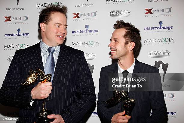 Brendan Fraser and Giovanni Ribisi attend International 3D Society "Lumiere Award" presentation at Mann Chinese 6 on February 23, 2010 in Los...