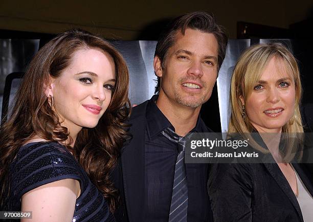 Actors Danielle Panabaker, Timothy Olyphant and Radha Mitchell attend a special screening of "The Crazies" at the Vista Theatre on February 23, 2010...