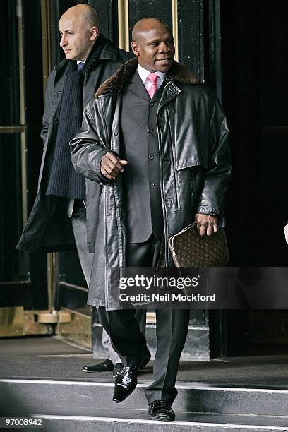 Chris Eubank sighted leaving the Dorchester Hotel on February 10, 2010 in London, England.