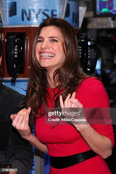 Actress Lake Bell poses at the ringing of the opening bell at the New York Stock Exchange on February 8, 2010 in New York City.