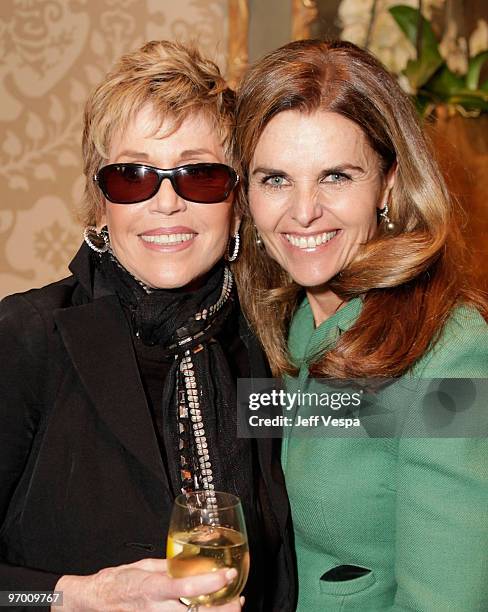 Actor/V-Day Board Member Jane Fonda and California's First Lady Maria Shriver attend V-Day's 4th Annual LA Luncheon featuring a reading of Eve...