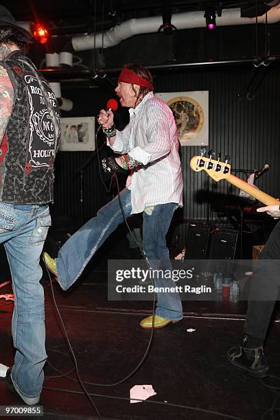 Axl Rose of Guns N Roses performs at the John Vavatos & L'Uomo Vogue Fashion Week party at 315 Bowery on February 11, 2010 in New York City.