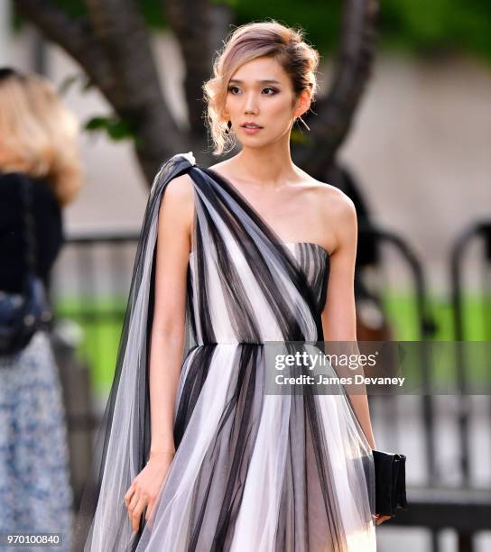 Tao Okamoto arrives to the 2018 CFDA Fashion Awards at Brooklyn Museum on June 4, 2018 in New York City.