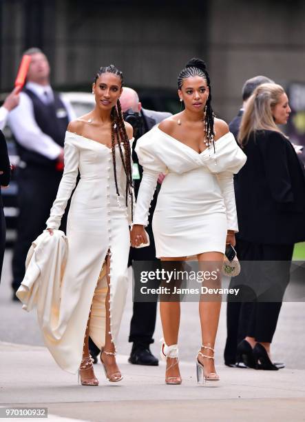 Elaine Welteroth and Aurora James arrive to the 2018 CFDA Fashion Awards at Brooklyn Museum on June 4, 2018 in New York City.