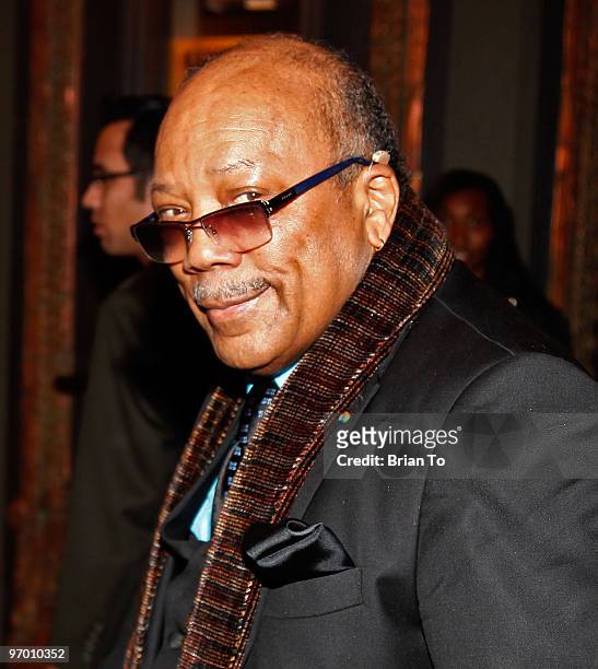 Quincy Jones attends the opening night of ''The Color Purple'' at the Pantages Theatre on February 11, 2010 in Hollywood, California.