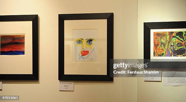 Sir Anthony Hopkins exhibits his artwork for the first time in the UK on February 16, 2010 in London, England.