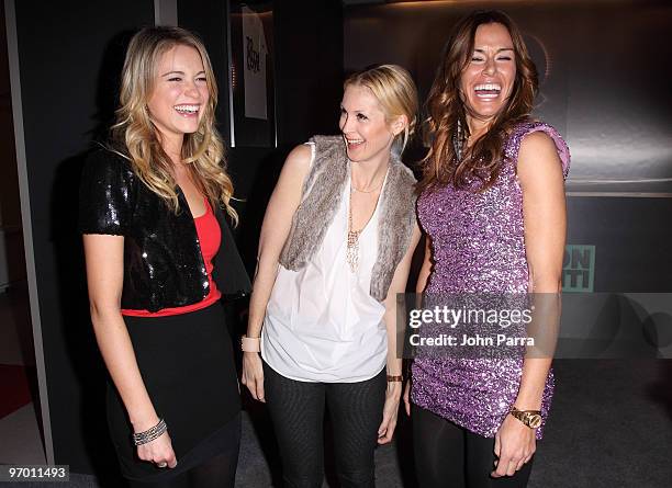 Katrina Bowden, Kelly Rutherford and Kelly Bensimon attend the QVC Style Party to Kick Off Mercedes-Benz Fashion Week in Bryant Park on February 13,...