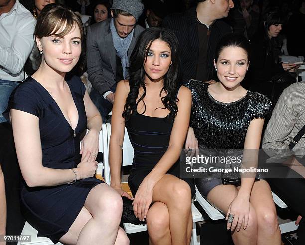 Melissa George, Jessica Szohr and Sophia Bush attend the Herve Leger By Max Azria Fall 2010 fashion show during Mercedes-Benz Fashion Week at Bryant...