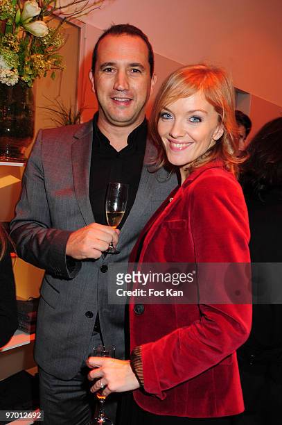 Journalist Maya Lauque and boy friend Pascal Medina attend the Comptoir des Cotonniers Opening Party at Comptoir des Cotonniers St Sulpice Shop on...
