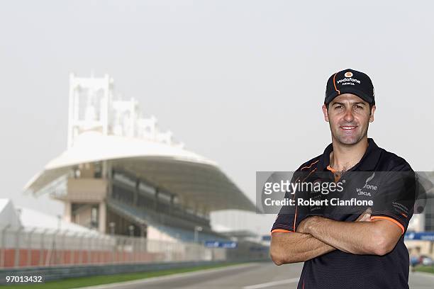 Jamie Whincup driver of the Team Vodafone Holden poses for a portrait as he walks the track during previews for round two of the V8 Supercar...