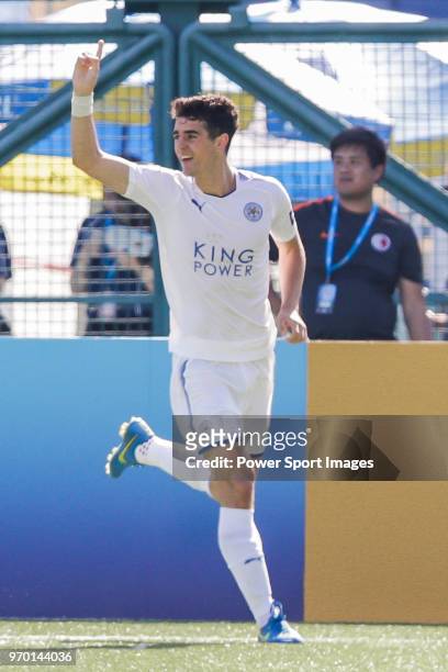 Alexandru Pascanu of Leicester City celebrates after scoring his goal during the Main Tournament match between Leicester City and Singapore Cricket...