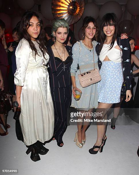 Miquita Oliver, Pixie Geldof, Alexa Chung and Daisy Lowe attend the Afterparty for the ELLE Style Awards at Grand Connaught Rooms on February 22,...