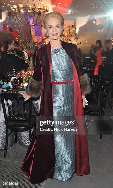 Carolina Herrera attends the Love Ball London hosted by Natalia Vodianova and Harper's Bazaar as part of London Fashion Week Autumn/Winter 2010 in...