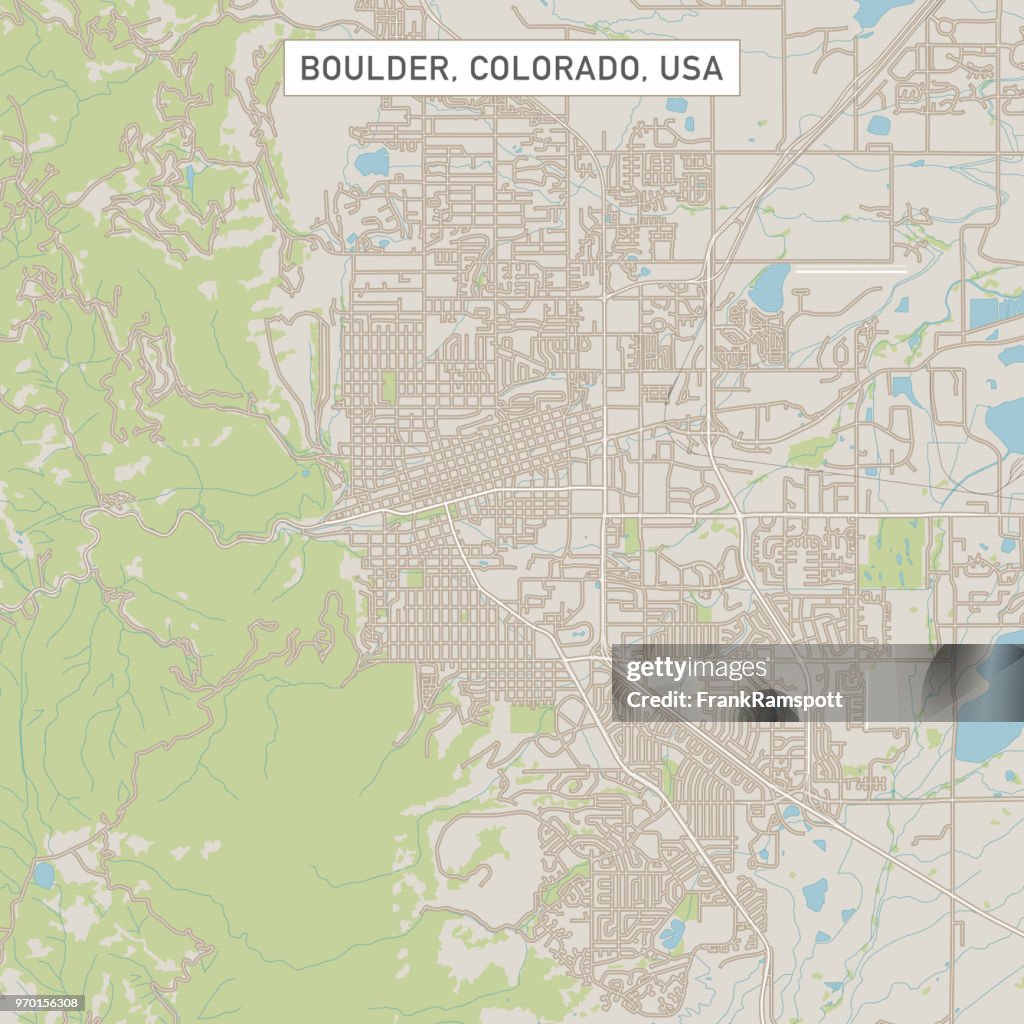 Mapa de calle de la ciudad de Boulder Colorado Estados Unidos