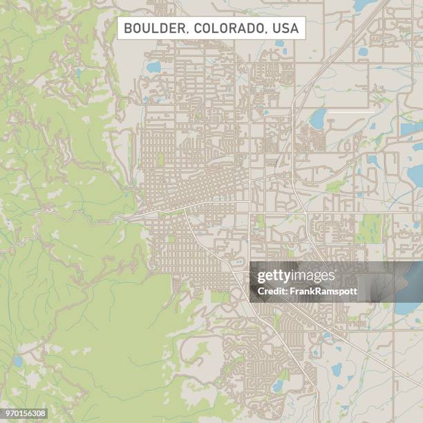 boulder colorado us city street map - boulder colorado aerial stock illustrations
