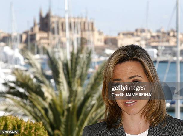 Spain's Defence Minister Carme Chacon speaks to the press during the Informal Meeting of Defence Minister on February 24, 2010 in Palma de Mallorca....