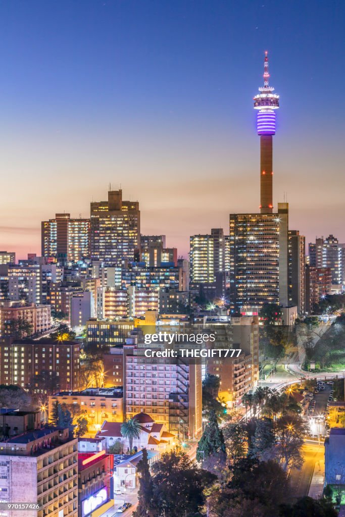 Johannesburg city panorama with the communications tower