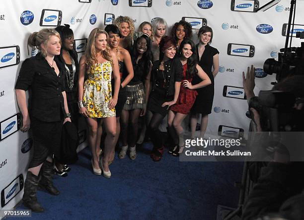 American Idol" top 24 semi-finalists cluster of 12 female finalists at the "American Idol" top 24 semi-finalists celebration at STK on February 18,...