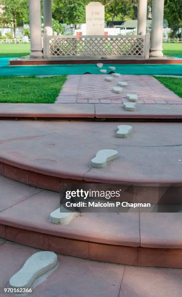 gandhi's footsteps at gandhi smriti, new delhi - all images malcolm park stock pictures, royalty-free photos & images